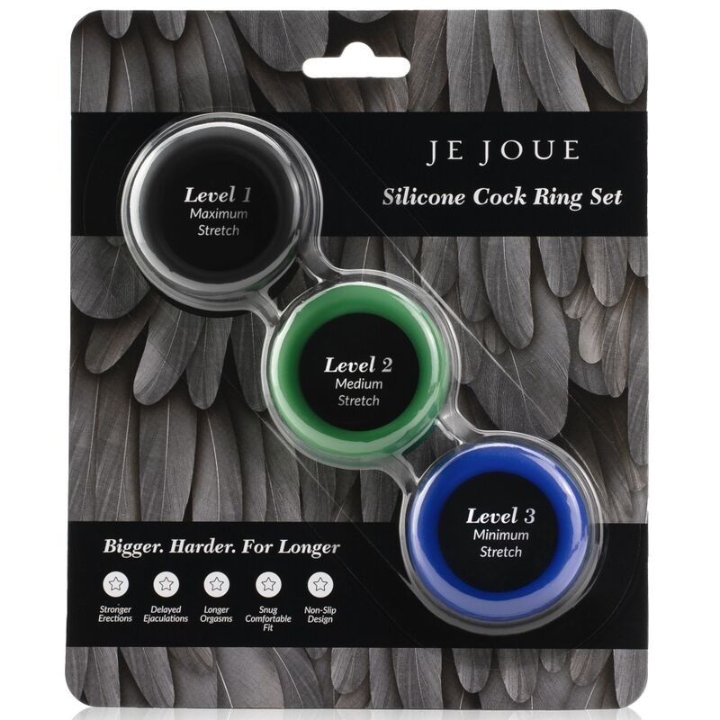 Set Triple Anillos — Silicona Progresiva 3 Niveles · JE JOUE · SILICONE SET ANILLOS