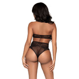 LEG AVENUE - SET DOS PIEZAS TOP CORTO CUELLO HALTER Y TANGA TALLA ÚNICA