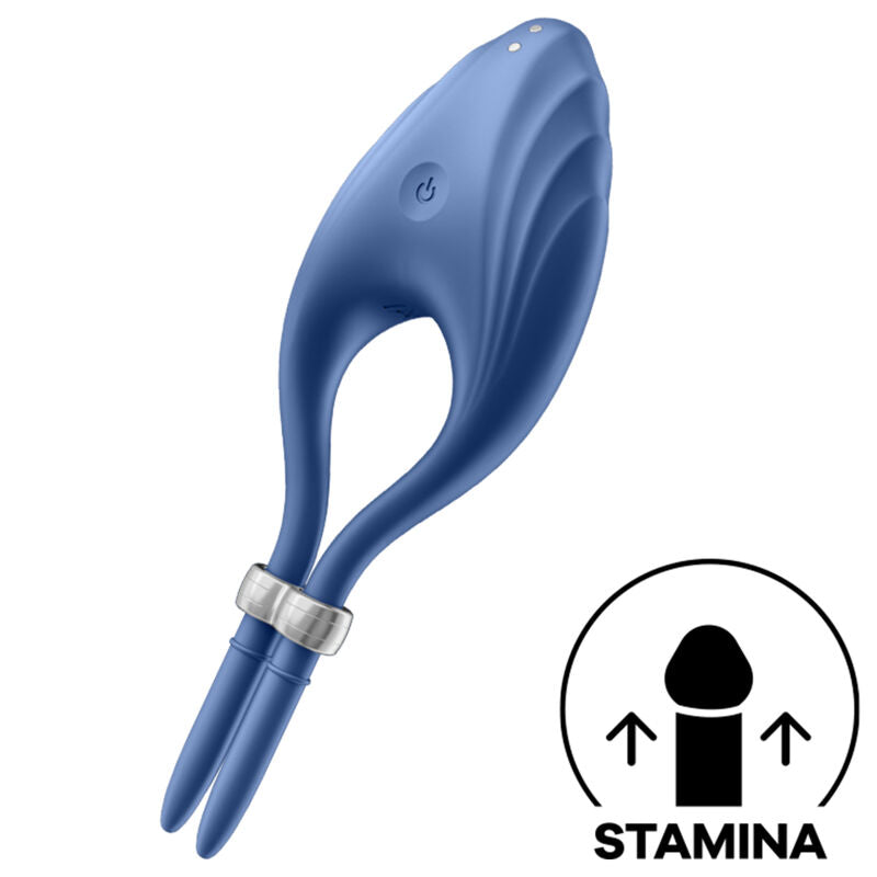 Duelist — Anillo Vibrador Pene Doble Lazo Retención Azul · SATISFYER · Duelist