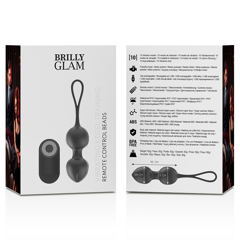 Brilly Glam · Perlas Vibratorias de Cristal con Mando Inalámbrico