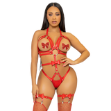 LEG AVENUE - KINK TEDDY ARNÉS CON TACHUELAS TALLA S - ROJO