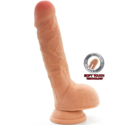 GET REAL - DUAL DENSITY DILDO 18 CM CON TESTÍCULOS NATURAL