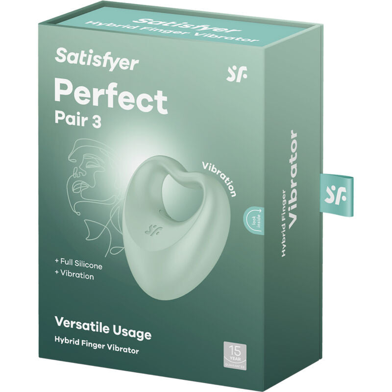 Perfect Pair 3 — 2 en 1 Anillo Pene & Dedo Vibrador Corazón Verde · SATISFYER · Perfect Pair 3
