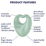 Perfect Pair 3 — 2 en 1 Anillo Pene & Dedo Vibrador Corazón Verde · SATISFYER · Perfect Pair 3