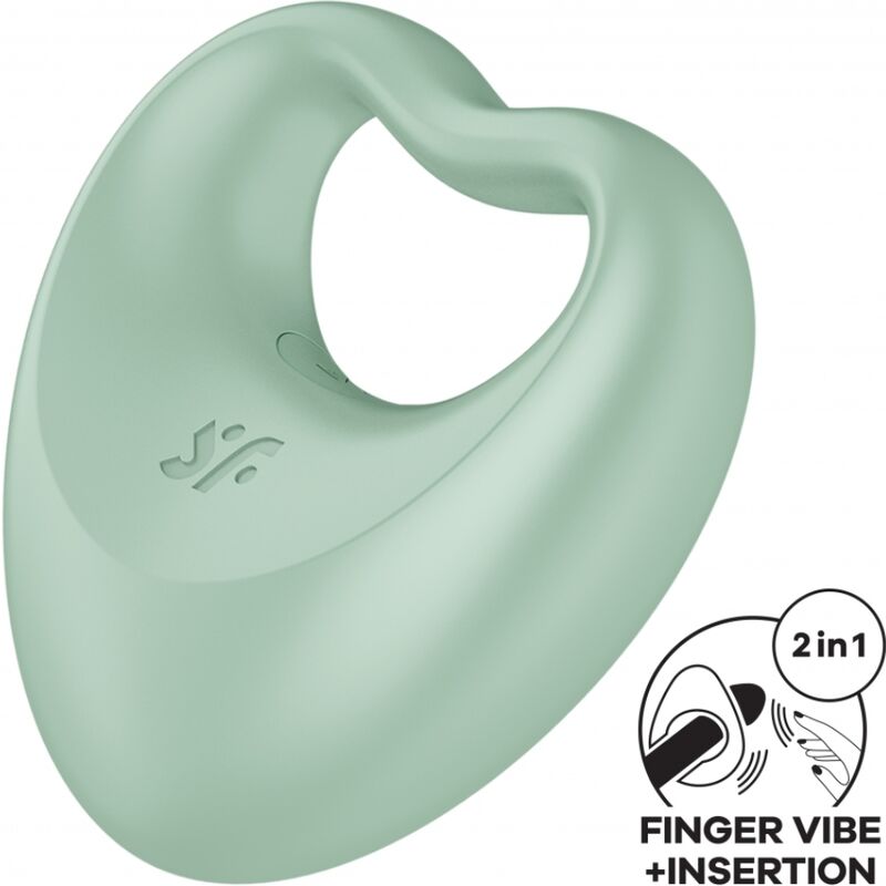 Perfect Pair 3 — 2 en 1 Anillo Pene & Dedo Vibrador Corazón Verde · SATISFYER · Perfect Pair 3