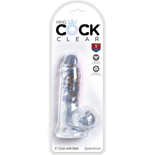 KING COCK - CLEAR PENE REALÍSTICO CON TESTÍCULOS 10.1 CM TRANSPARENTE