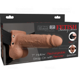 FETISH FANTASY SERIES - ARNÉS AJUSTABLE PENE REALÍSTICO CON TESTÍCULOS RECARGABLE Y VIBRADOR 17.8 CM