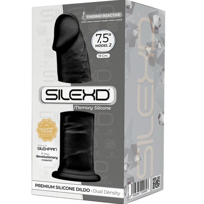 SILEXD - MODELO 2 PENE REALÍSTICO SILICONA PREMIUM SILEXPAN NEGRO 19 CM