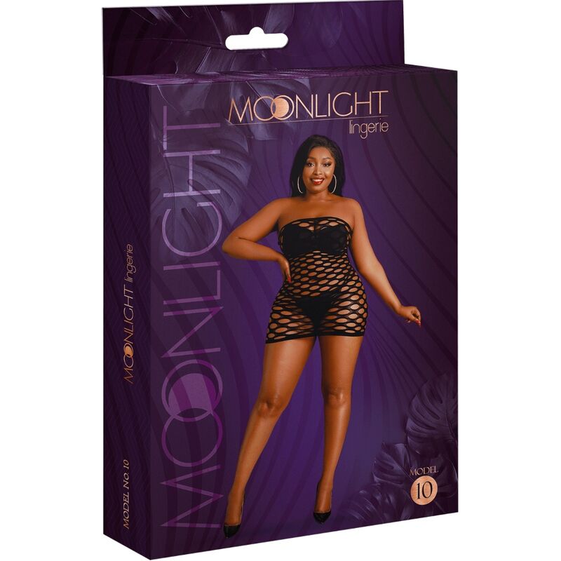 MOONLIGHT - MODELO 10 VESTIDO REJILLA NEGRO TALLA ÚNICA / PLUS SIZE