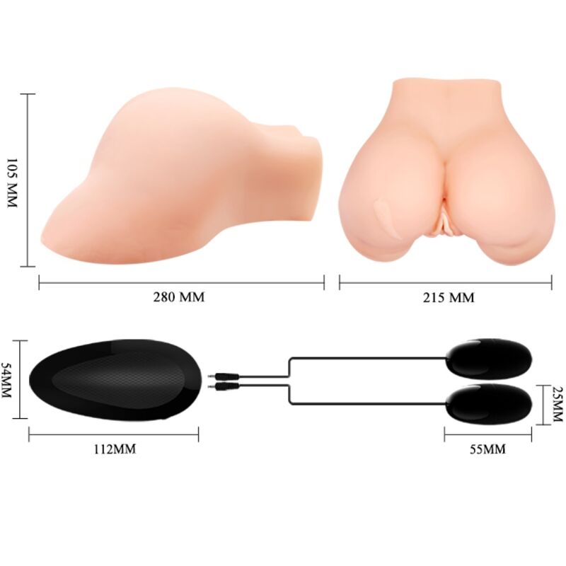 CRAZY BULL - VAGINA Y ANO CON MALLA REALISTA CON VIBRACIÓN