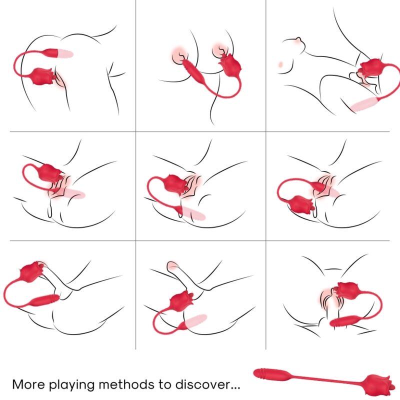 ARMONY - ROSA 3 EN 1, ESTIMULADOR, SUCCIONADOR Y UP&DOWN CON COLA ROJO