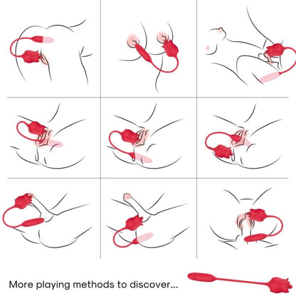 ARMONY - ROSA 3 EN 1, ESTIMULADOR, SUCCIONADOR Y UP&DOWN CON COLA ROJO