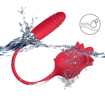 ARMONY - ROSA 3 EN 1, ESTIMULADOR, SUCCIONADOR Y UP&DOWN CON COLA ROJO