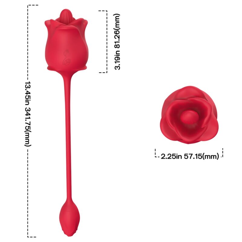ARMONY - ROSA 2 EN 1 ESTIMULADOR SUCCIONADOR & VIBRADOR 10 MODOS CON COLA ROJO