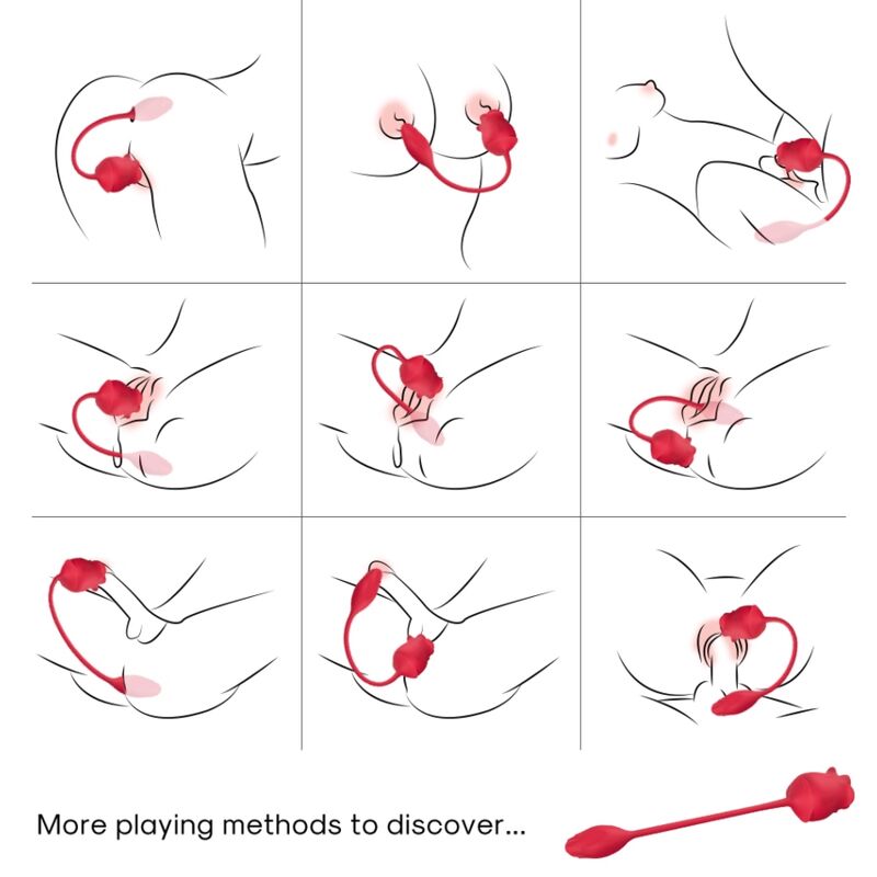 ARMONY - ROSA 2 EN 1 ESTIMULADOR SUCCIONADOR & VIBRADOR 10 MODOS CON COLA ROJO