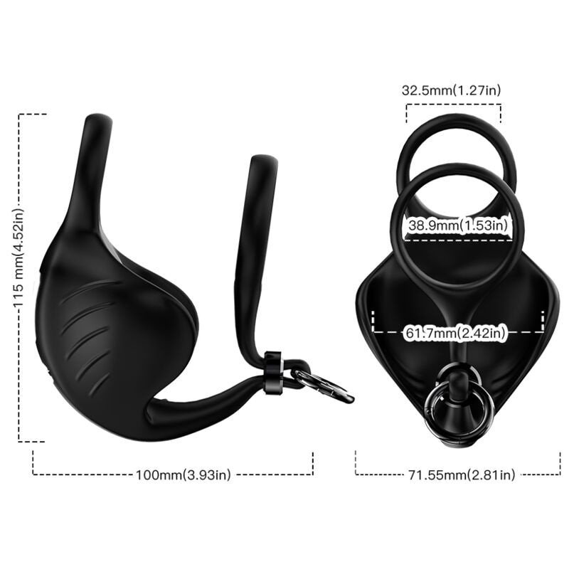 ARMONY - MANTA ANILLO VIBRADOR TESTÍCULOS CONTROL REMOTO NEGRO