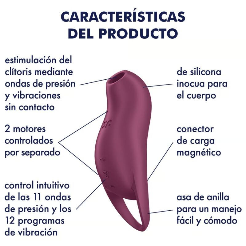 Pocket Pro 1 — Air Pulse Bolsillo Curvo Viaje Granate · SATISFYER · Pocket Pro 1