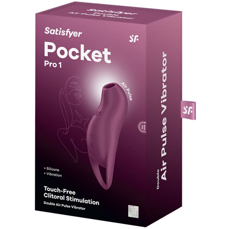 Pocket Pro 1 — Air Pulse Bolsillo Curvo Viaje Granate · SATISFYER · Pocket Pro 1