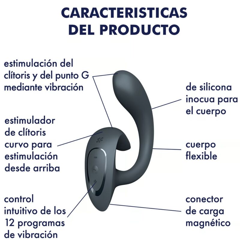 G for Goddess 1 — Rabbit Dual Punto G & Clítoris Gris Oscuro · SATISFYER · G for Goddess 1