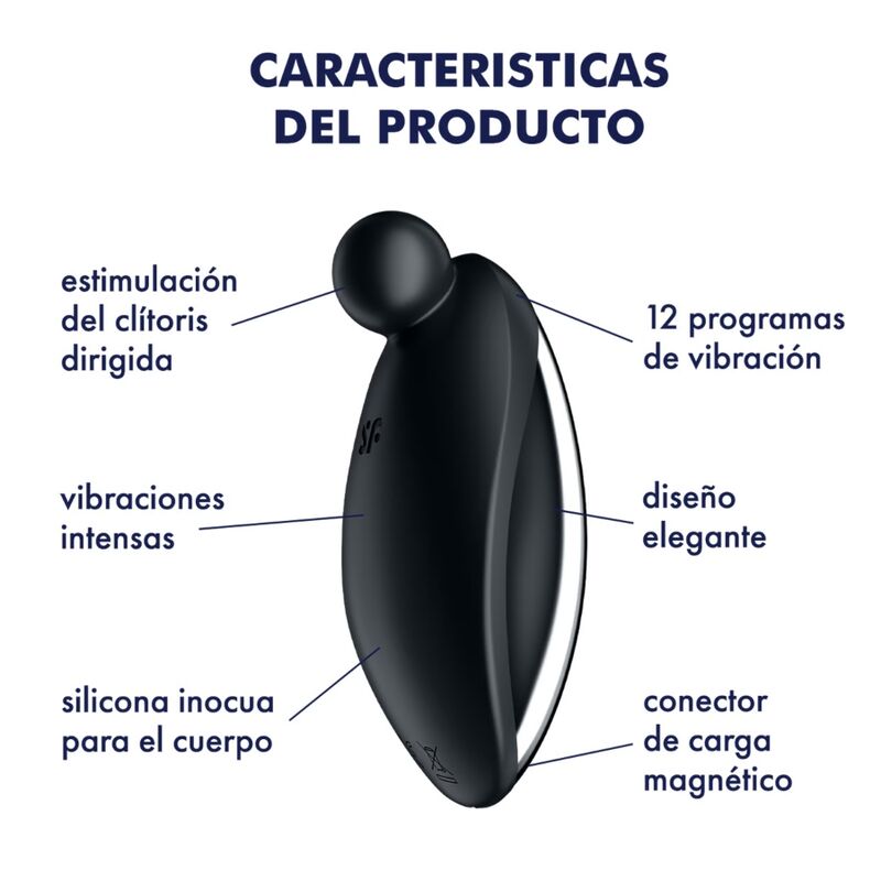 Spot On 2 — Lay-On Exterior ABS Brillante Clítoris Negro · SATISFYER · Spot On 2