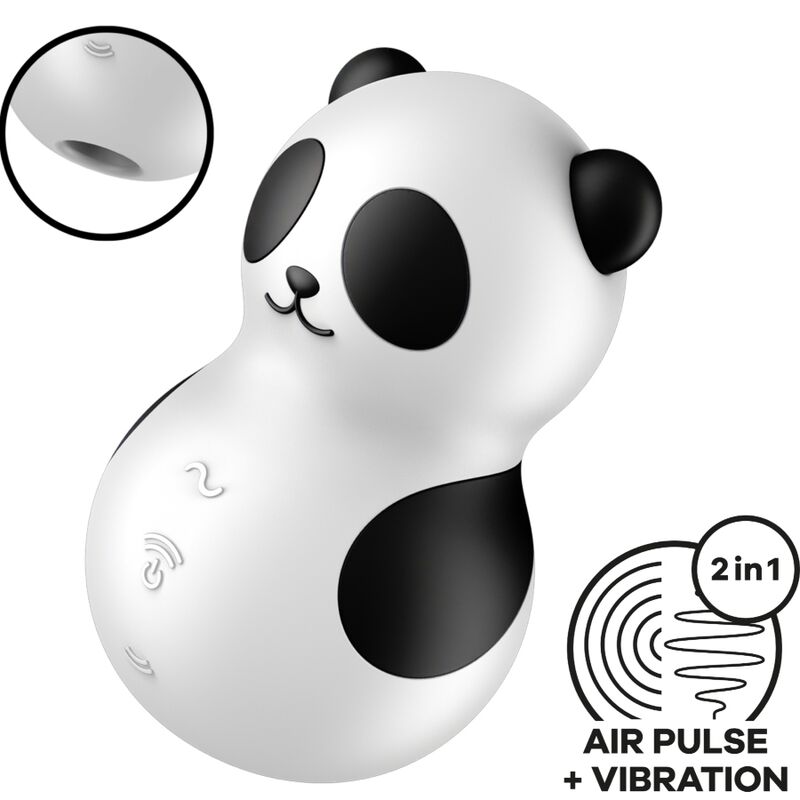 Pocket Panda — Air Pulse Mini Adorable Principiantes Blanco/Negro · SATISFYER · Pocket Panda