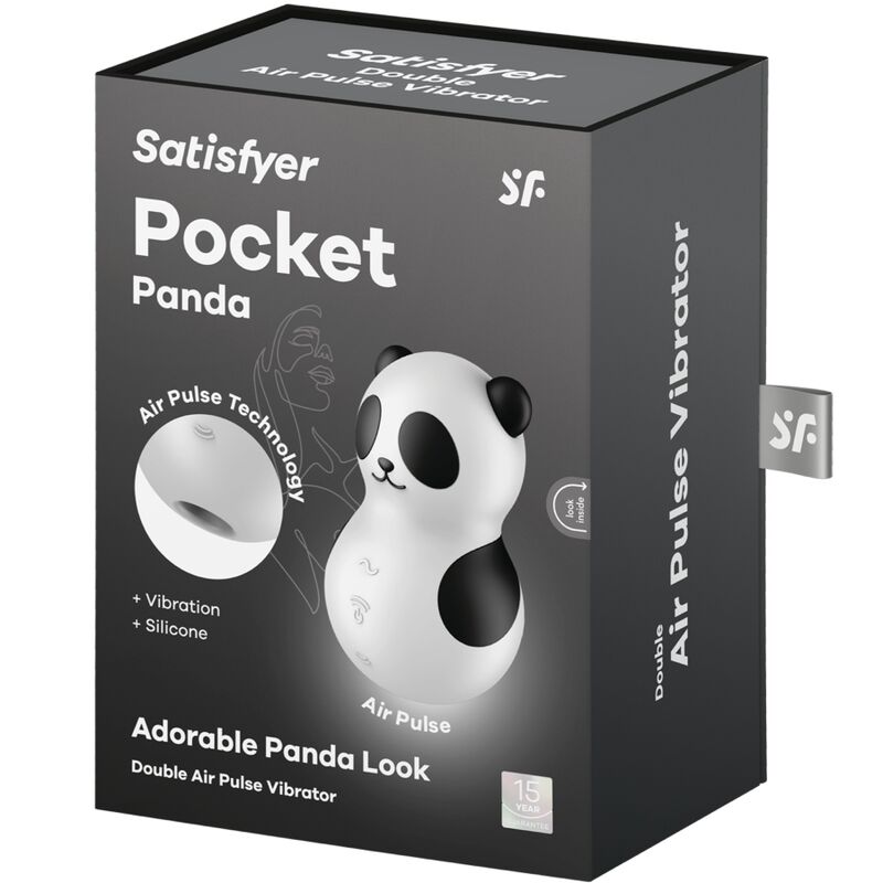 Pocket Panda — Air Pulse Mini Adorable Principiantes Blanco/Negro · SATISFYER · Pocket Panda