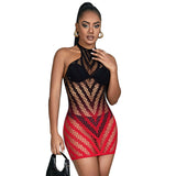 SUBBLIME - 952242 VESTIDO DE REJILLA ELÁSTICO DEGRADADO ROJO Y NEGRO TALLA ÚNICA