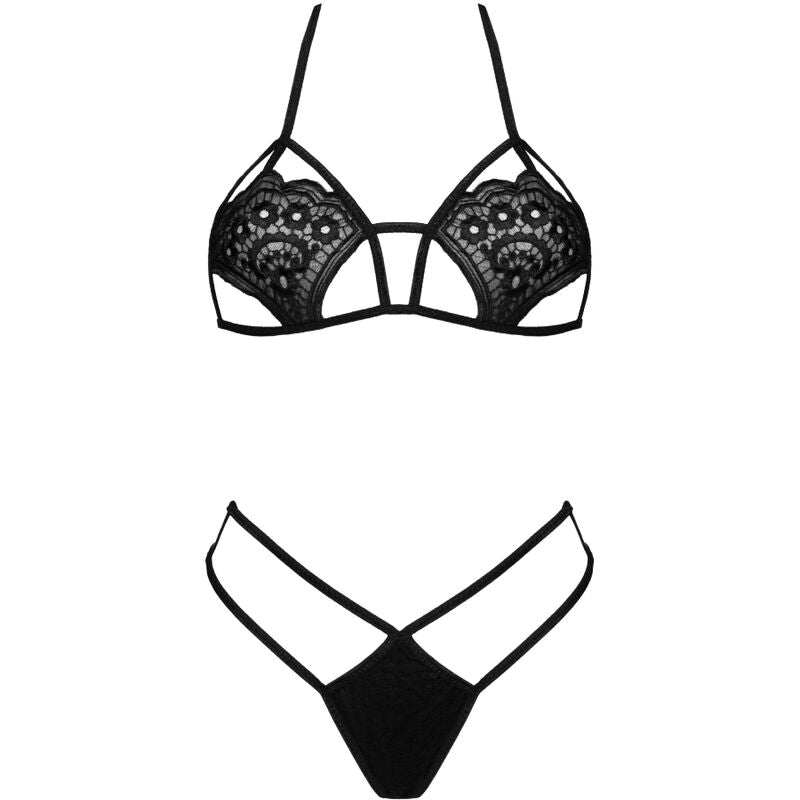 LIVCO CORSETTI FASHION - JIMENA LC 20216 SUJETADOR + TANGA NEGRO TALLA ÚNICA