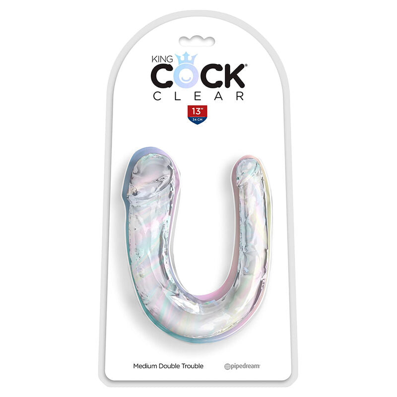 KING COCK - DOUBLE TROUBLE DILDO DOBLE TRANSPARENTE