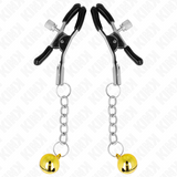 KINK - PINZAS PARA PEZONES CON COLGANTE DE CASCABEL DORADO 6 CM