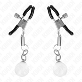 KINK - PINZAS PARA PEZONES PLATEADAS CON COLGANTE DE VIDRIO 6 CM