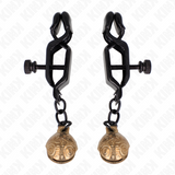 KINK - PINZAS PARA PEZONES PLANAS NEGRO CON CASCABEL 7 CM