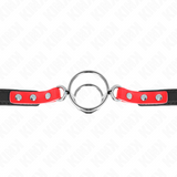 KINK - MORDAZA CON MÚLTIPLES JUNTAS TÓRICAS 4 / 4.8 CM ROJO AJUSTABLE 38 X 56 CM