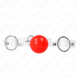 KINK - MORDAZA DE BOLA ROJA DE PVC TRANSPARENTE AJUSTABLE