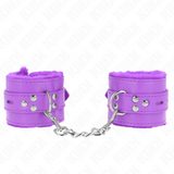 KINK - MUÑEQUERAS FORRADAS CON AGUJEROS CUADRADOS VIOLETA Y CORREA VIOLETA AJUSTABLE 17-29 CM X 6 CM
