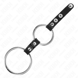 KINK - ANILLO PENE DOBLE 3.8 CM A 5 CM CONECTADOS POR CUERO