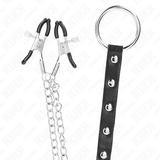 KINK - ANILLO PENE METAL CON CADENA Y PINZAS PARA PEZONES AJUSTABLE
