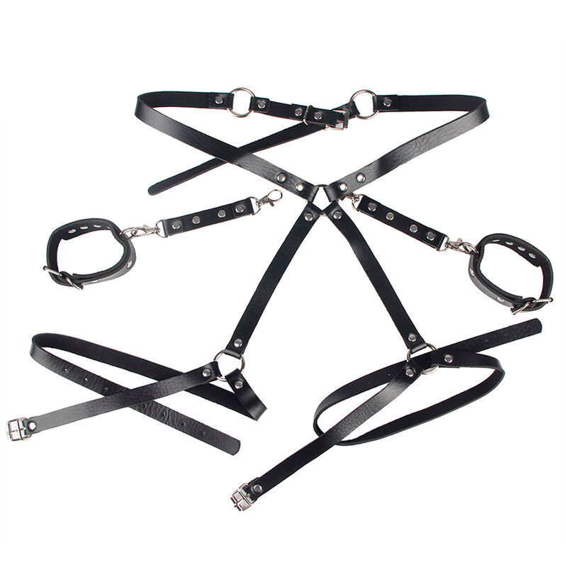 Ataduras con Carácter — Esposas con Cinturón de Bondage Negro, Subblime