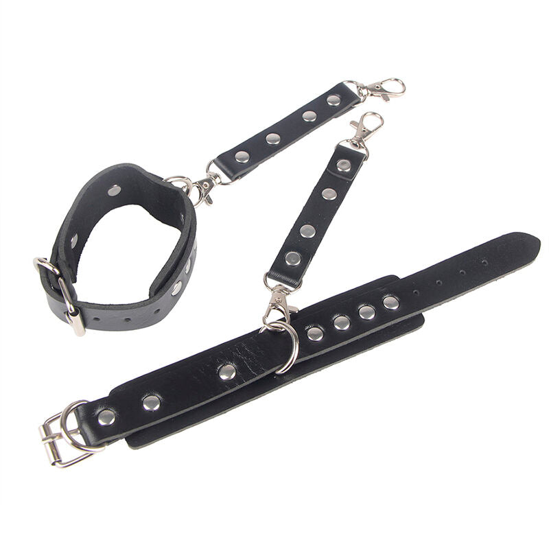 Ataduras con Carácter — Esposas con Cinturón de Bondage Negro, Subblime