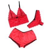 SUBBLIME - 953898 SET 3 PIEZAS ENCAJE Y SATEN ROJO S/M