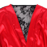 SUBBLIME - 954017 CAMISON DE ENCAJE ESPALDA TRANSPARENTE + TANGA ROJO/NEGRO S/M
