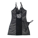 SUBBLIME - 954178 VESTIDO + TANGA CUERO NEGRO L/XL