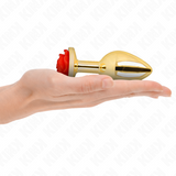 KINK - PLUG ANAL DORADO ROSA ROJA TALLA L