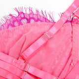 SUBBLIME - 955366 SET SUJETADOR CON ENCAJE Y LIGUEROS ROSA Y MORADO L/XL