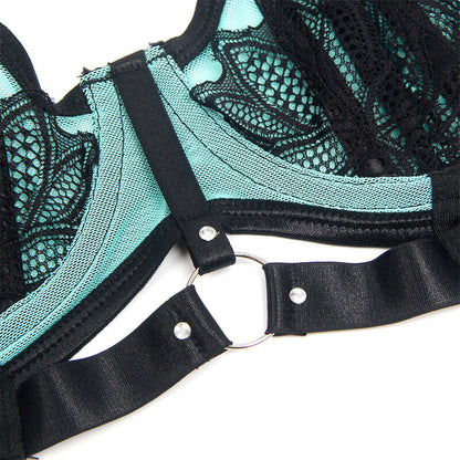 SUBBLIME - 955557 CONJUNTO SUJETADOR CON CREMALLERA DE MALLA DE CHAROL VERDE S/M