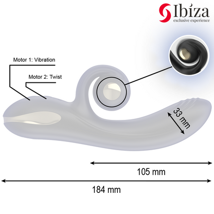 IBIZA - VIBRADOR TWISTER CON ESTIMULADOR CURVE Y VIBRO-ROTACIÓN
