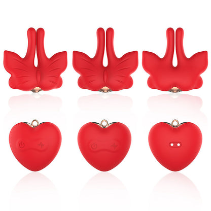 ARMONY - PINZAS PARA PEZONES MAGNÉTICA CON VIBRACIÓN FORMA MARIPOSA ROJO