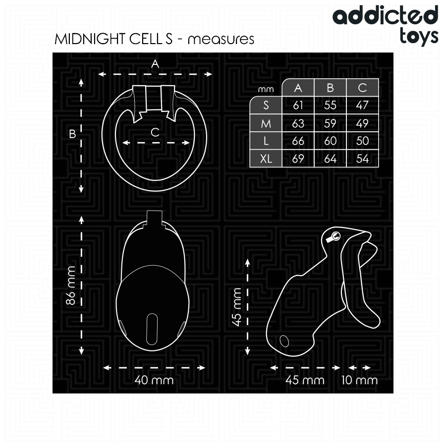 ADDICTED TOYS LOCKED - MINDNIGHT CELL JAULA PARA PENE TALLA S 4.8 CM