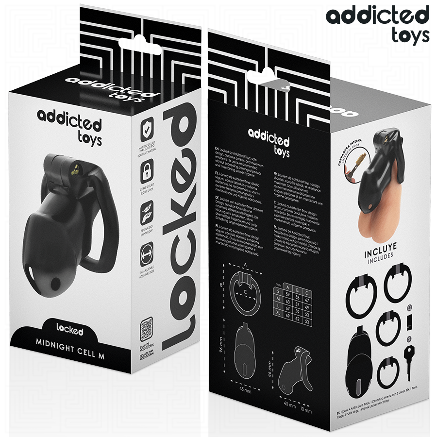 ADDICTED TOYS LOCKED - MINDNIGHT CELL JAULA PARA PENE 4.2 CM TALLA M