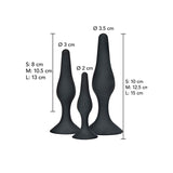 TOYJOY - ANAL PLAY CURVY COMPANIONS PLUG ANAL 3 PIEZAS NEGRO